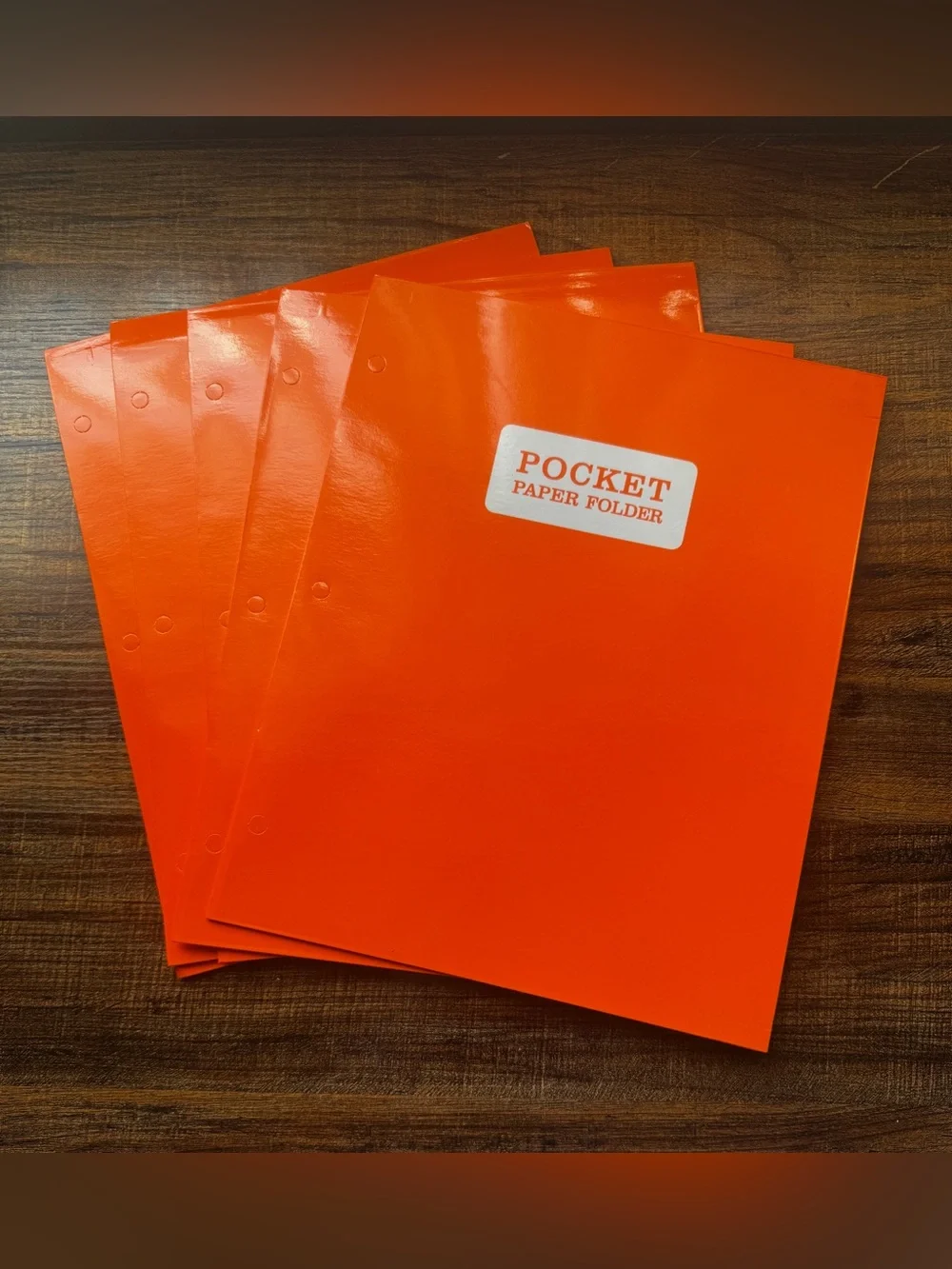 Pen + Gear 2 Pocket Paper Folders 3 Hole Punched Orange Set of 5 New